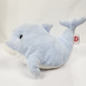 Ty Pluffies Flips Dolphin Light Blue w/White Belly 2007 Tylux 9" Plush